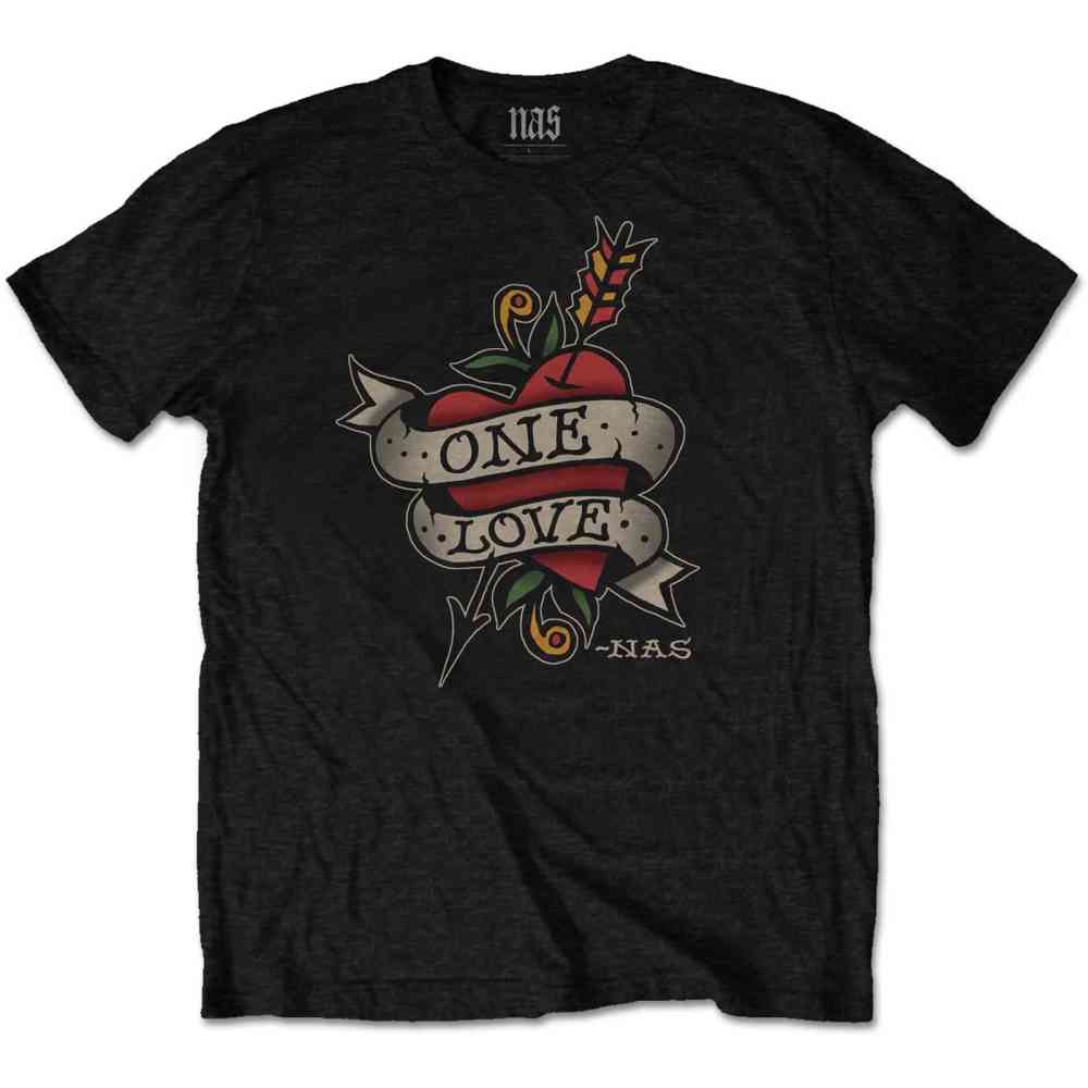 Nas - Love Tattoo Heren Tshirt - Zwart